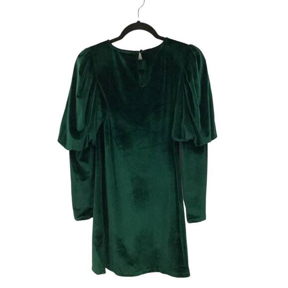 Bobi Mercy Dress Hunter Green Lantern Sleeve Velvet A Line Size Small - Picture 7 of 11